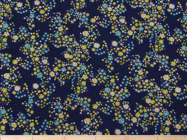 小花柄・コットンスケアープリント(紺)