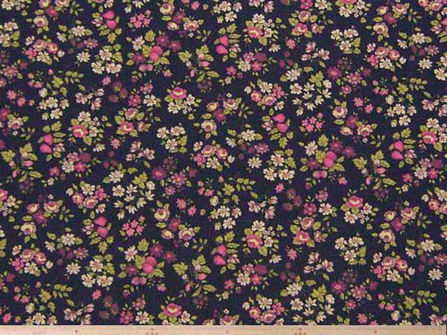 花柄・コットンスケアープリント(ネイビー)