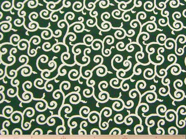 唐草文様・綿シーチングプリント(グリーン)