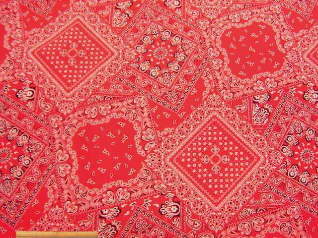 バンダナ柄・綿シーチングプリント(赤)