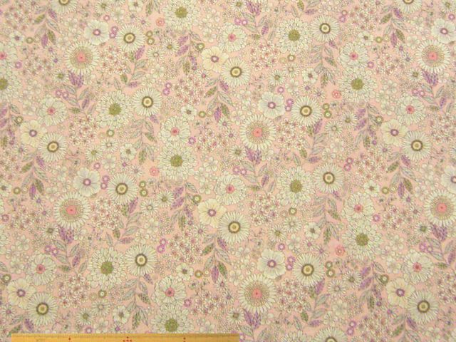 英国調花柄・コットンスケアープリント(ピンク)