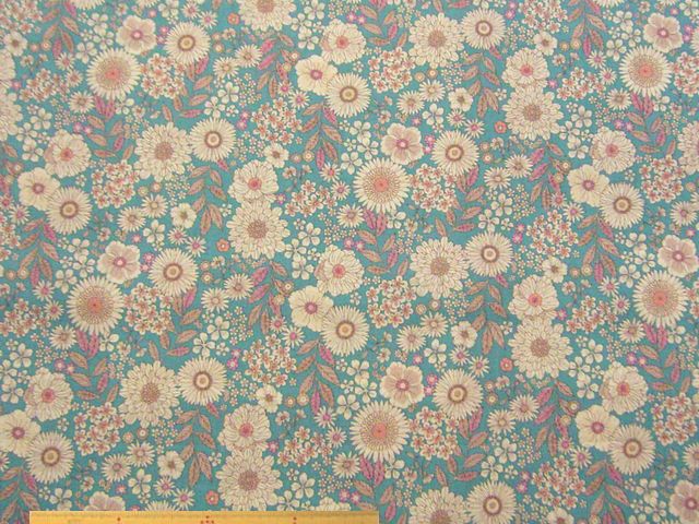 英国調花柄・コットンスケアープリント(サックスブルー)