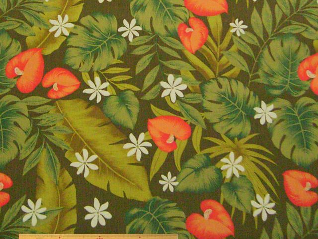 アンスリウム＆モンステラ・T/Cブロードプリント(グリーン)