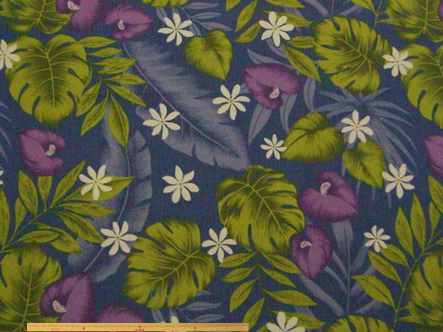 アンスリウム＆モンステラ・T/Cブロードプリント(ブルー)