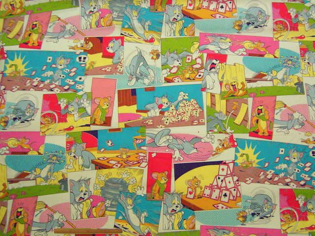 トムとジェリー・コットンシーチングプリント(ブルー)