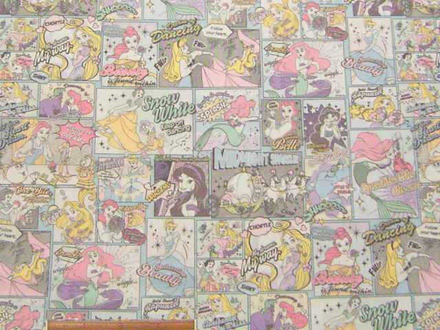 ディズニープリンセス　コットンシーチングプリント(サックスブルー)