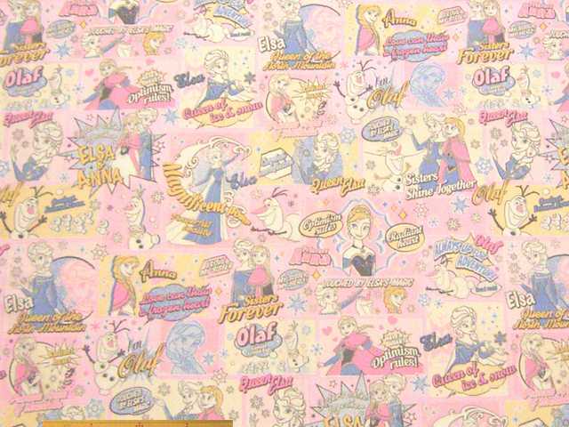 ディズニー・アナと雪の女王　コットンシーチングプリント(ピンク)