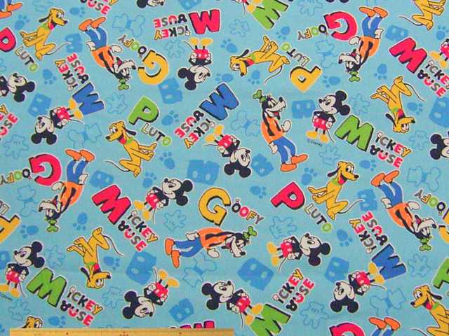 ディズニー・ミッキーマウス　コットンオックスプリント