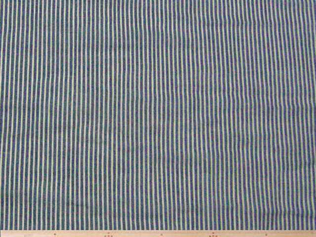 デニム調ストライプ柄・綿ダブルガーゼプリント(ネイビー)