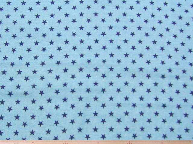 デニム調星柄・綿ダブルガーゼプリント(ライトブルー)