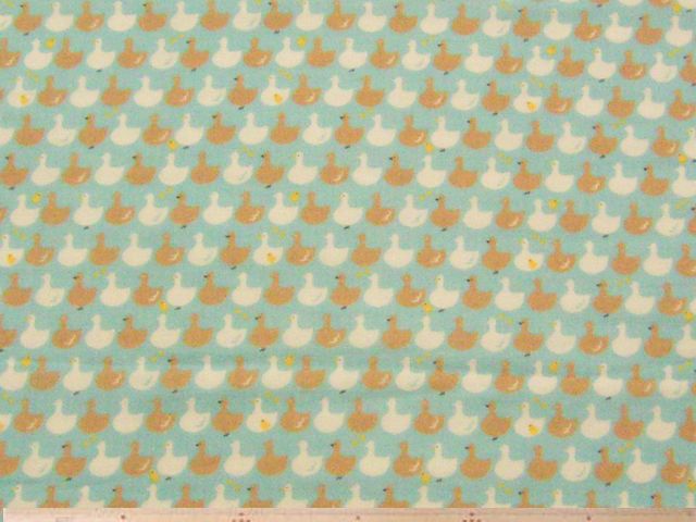 アヒル柄・綿ダブルガーゼプリント(ライトブルー)