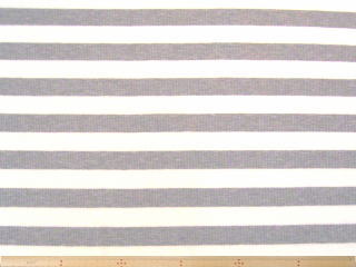 綿/レーヨン・リブニットボーダー（グレー＆ホワイト）