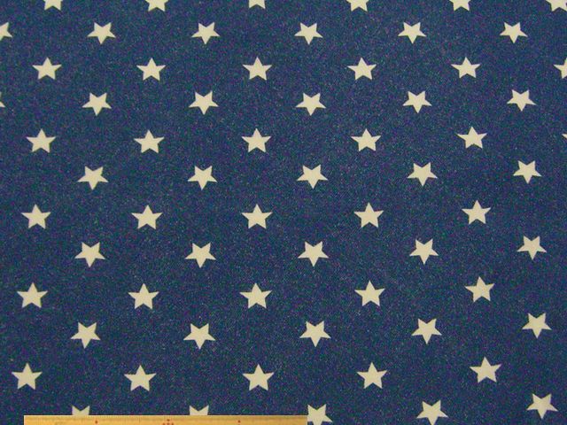 デニム調星柄・コットンスムースニットプリント(ネイビー)