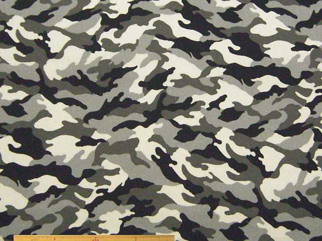 カモフラージュ迷彩柄コットンツイルプリント(モノクロ－ム)