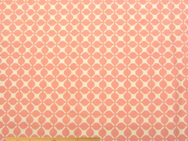 Number 5 Collectionインテリア向き北欧調レトロ幾何柄・広巾綿オックスプリント(ローズピンク)