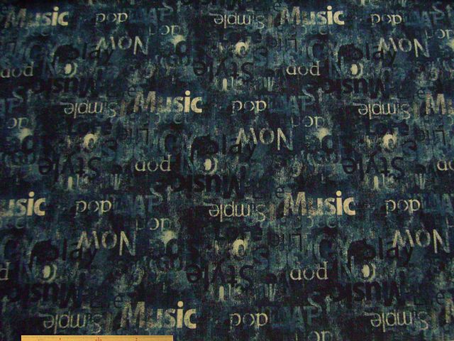 デニム調英字柄・コットンオックスプリント(ネイビー)