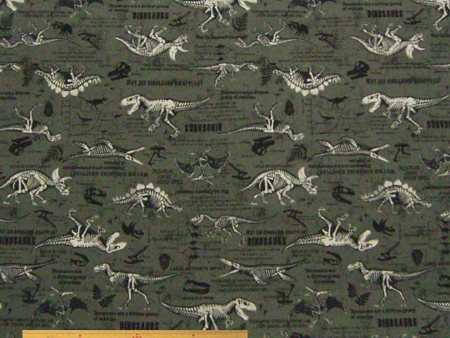 恐竜化石柄・コットンオックスプリント(グレー)