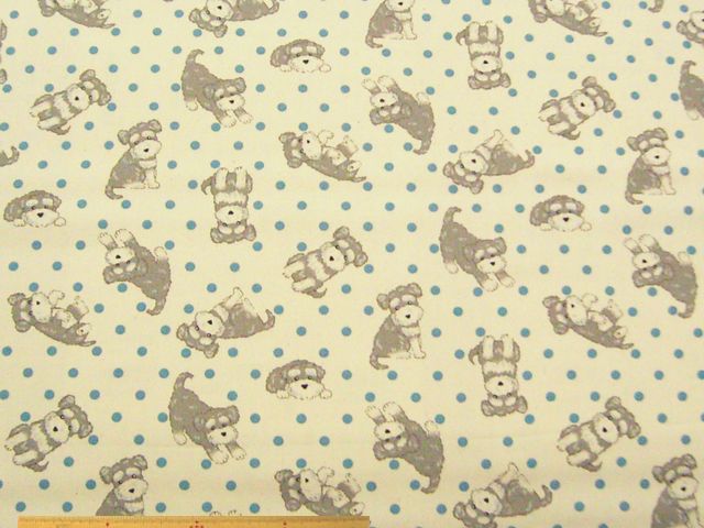 シュナウザー犬柄・コットンオックスプリント(キナリ)