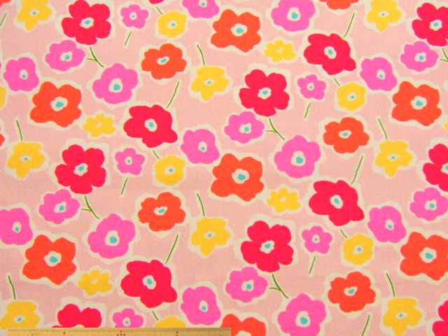 北欧調花柄・綿オックスプリント(ピンク)