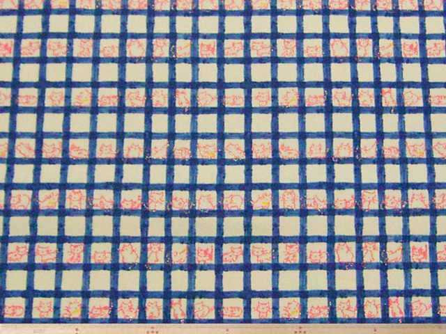 ネコ柄・ラメ入り綿オックスプリント(ホワイト)