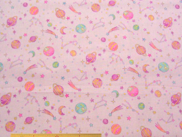 ラメ入り宇宙柄・コットンオックスプリント(ラベンダー)