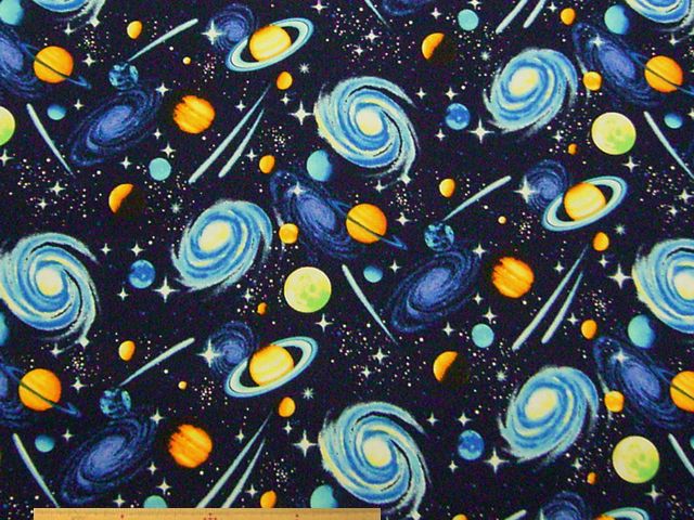 宇宙柄コットンオックスプリント(ネイビー)