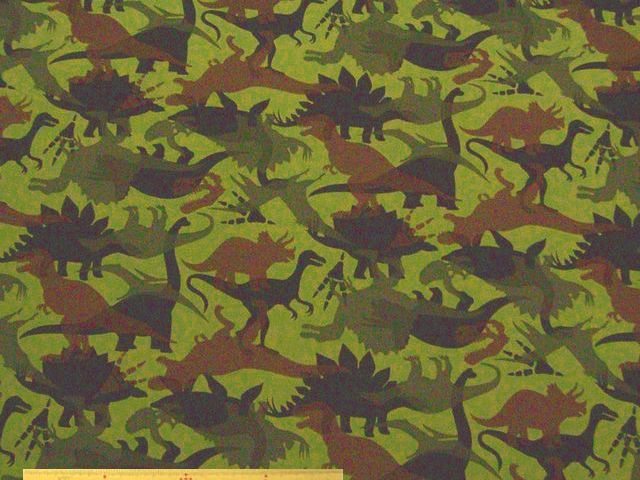 カモフラージュ調恐竜柄コットンツイルプリント(モスグリーン)