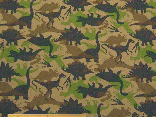 カモフラージュ調恐竜柄コットンツイルプリント(ベージュ)