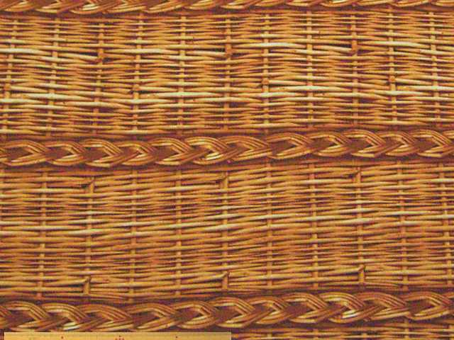 籐カゴ(ラタン)柄・コットンオックスプリント(ベージュ)