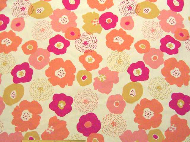 インテリア向き北欧調ポピー柄・広巾綿オックスプリント