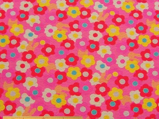 デイジー(花柄)コットンリップルプリント(ピンク)