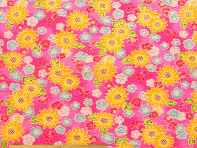 花柄コットンリップルプリント(ピンク)