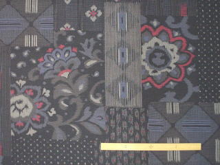 綿ムラ糸キャンバス和調(角取り更紗紬文様)プリント