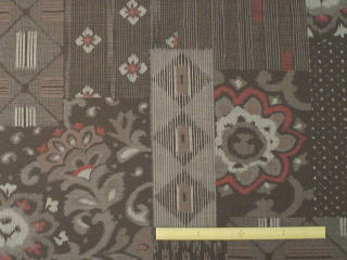 綿ムラ糸キャンバス和調(角取り更紗紬文様)プリント