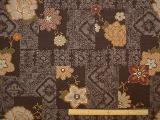 綿サザンクロス和調(大島華文様・茶)プリント