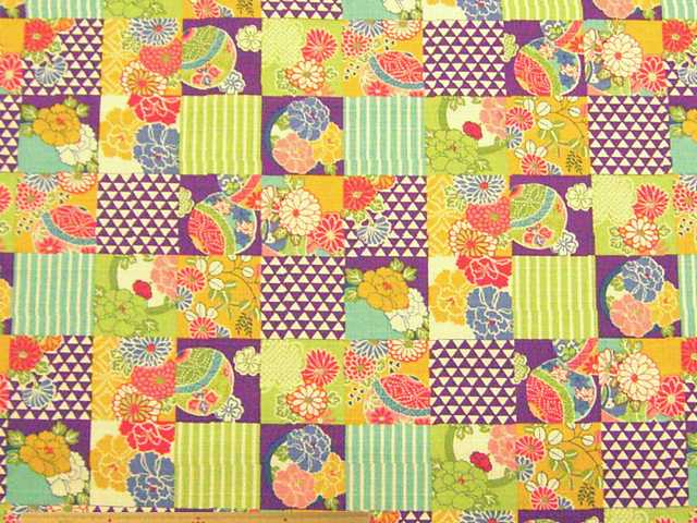 パッチワーク花柄・綿ブッチャー和調プリント