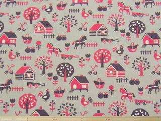 北欧調風景柄・綿麻キャンバスプリント(グレー)