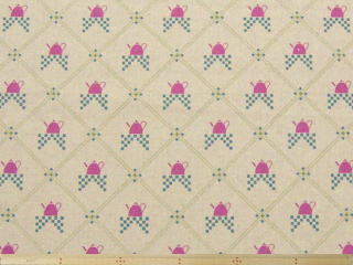 北欧調ポット柄・ハーフリネンキャンバスプリント(ナチュラル)