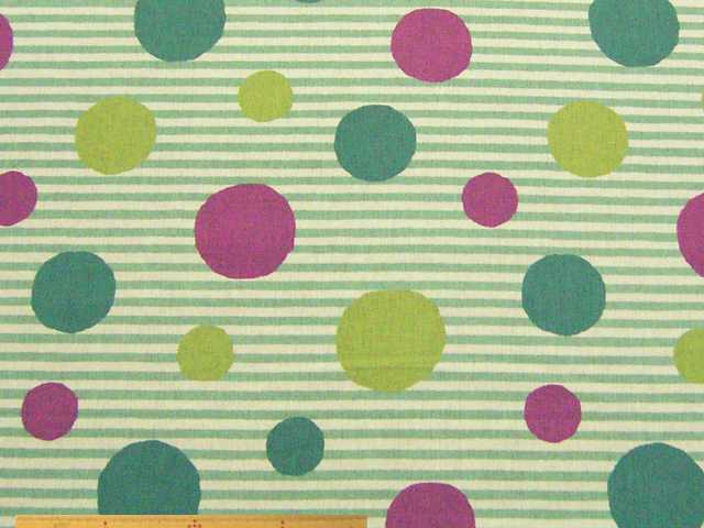 「和楽美」カラフルドット＆ボーダー柄・綿麻キャンバスプリント