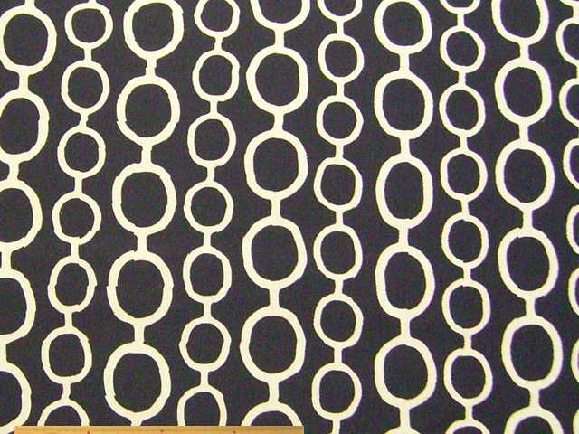 チェーン柄・綿麻キャンバスプリント(ネイビー)