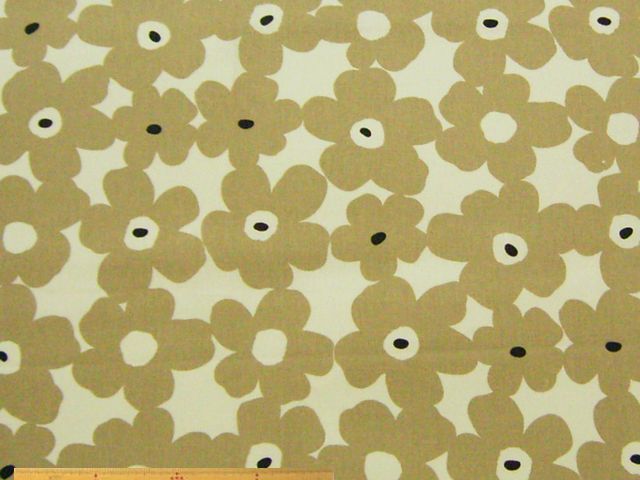 北欧調フラワー柄・綿麻キャンバスプリント(ベージュ)