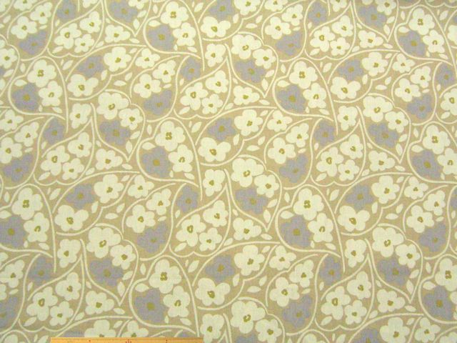 北欧調花柄・綿麻キャンバスプリント(ベージュ)