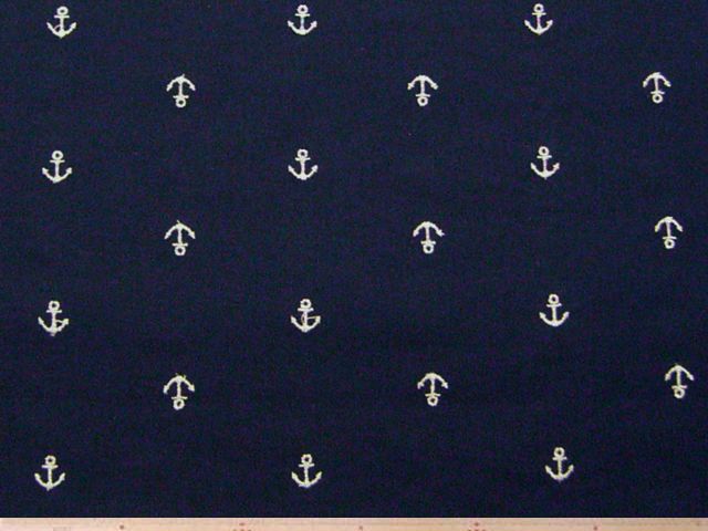 イカリ柄・綿麻キャンバス刺繍(ネイビー)