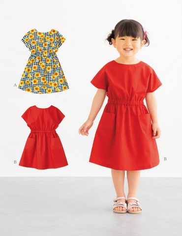 こども・ウエストゴムワンピース(型紙)