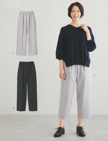 おとな・ウエストゴムのタックパンツ(型紙)