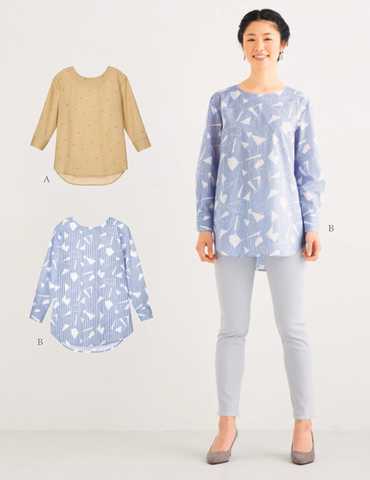 おとな・ノーカラープルオンシャツ(型紙)