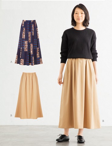 おとな・タックギャザーロングスカート(型紙)