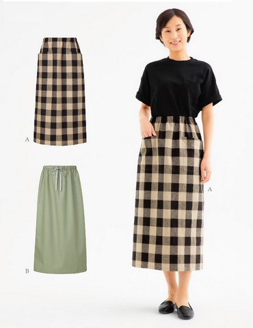 おとな・ウエストゴムのストレートスカート(型紙)