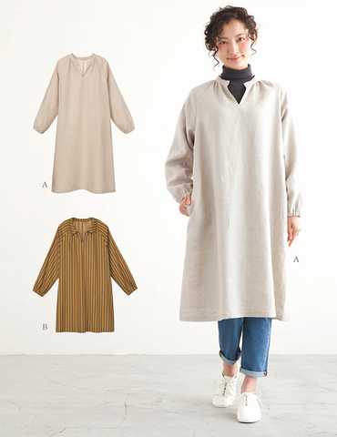 おとな・スキッパーチュニックワンピース(型紙)