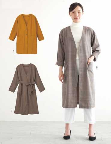 おとな・Ｖネックローブコート(型紙)